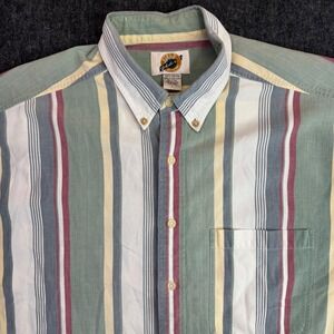 Vintage Field Gear Button Down‎ Shirt Mens Large Multicolor Striped Short Sleeve